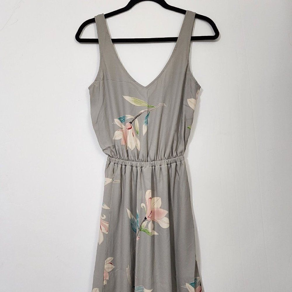 Show Me Your Mumu - XS -Kendall Maxi Dress V Neck Slit Blouson Lily Showers Gray - Picture 8 of 10